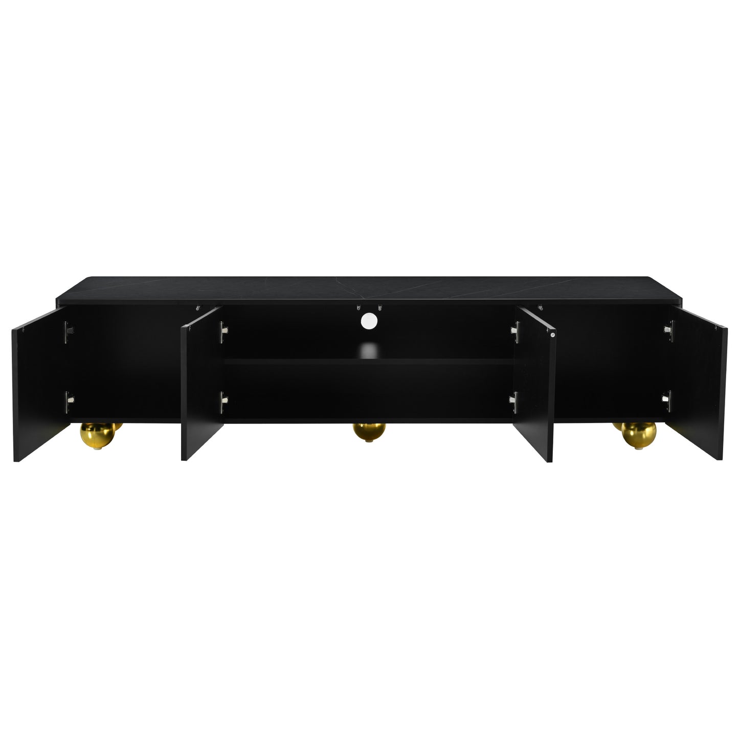 U-Can modern TV stand is suitable for TVs under 75 inches and comes with a storage cabinet top marble pattern and circular stand