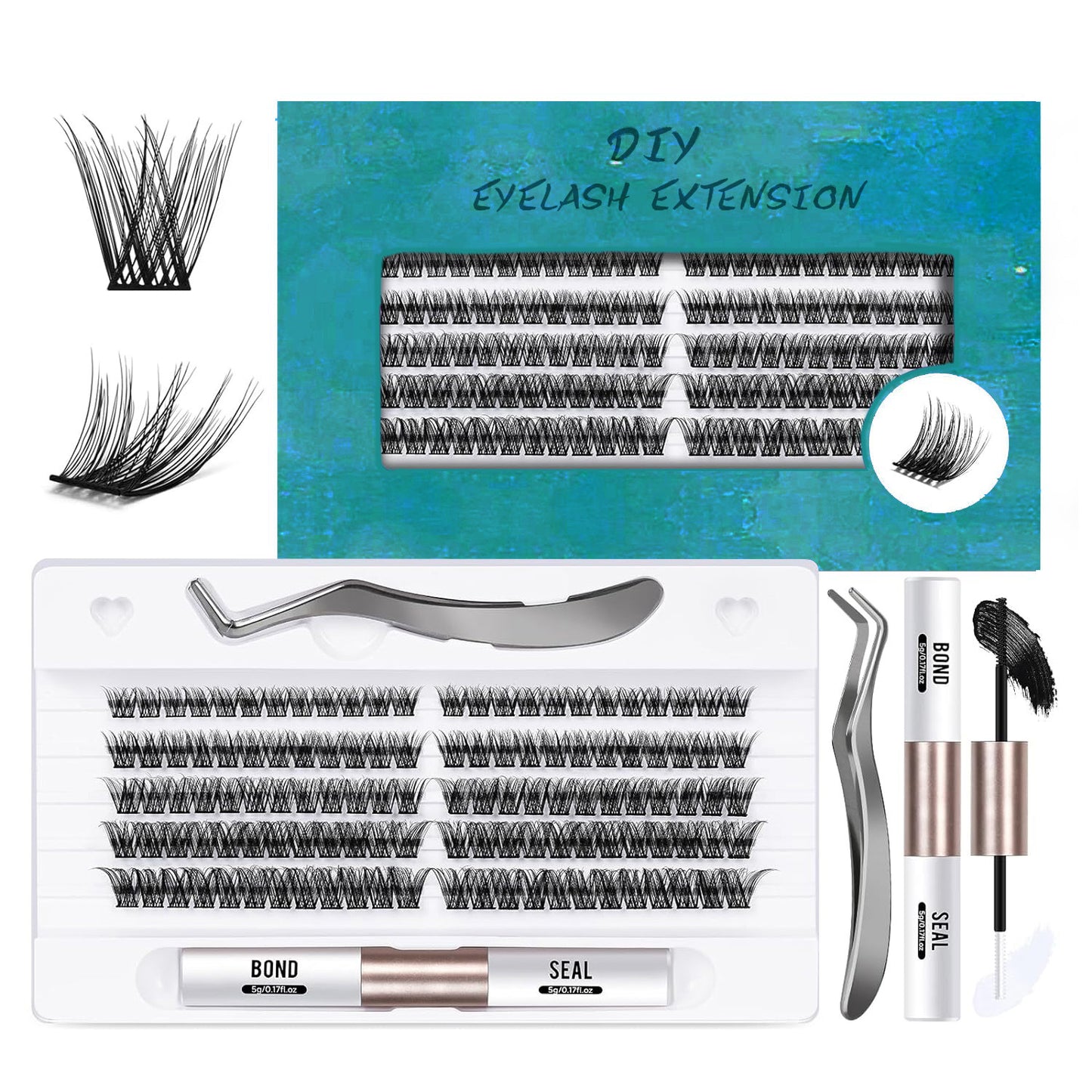 Hot Sales Natural looks 120 Clusters False Eyelash DIY Eye Lash Extension Kit Make Up Segmented Eyelashes