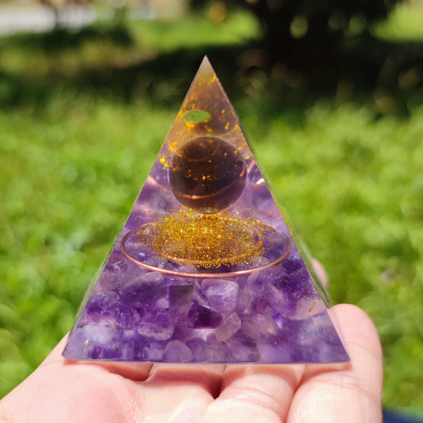 8cm foreign trade same style crystal ball pyramid crystal crushed stone drip resin pyramid ornament