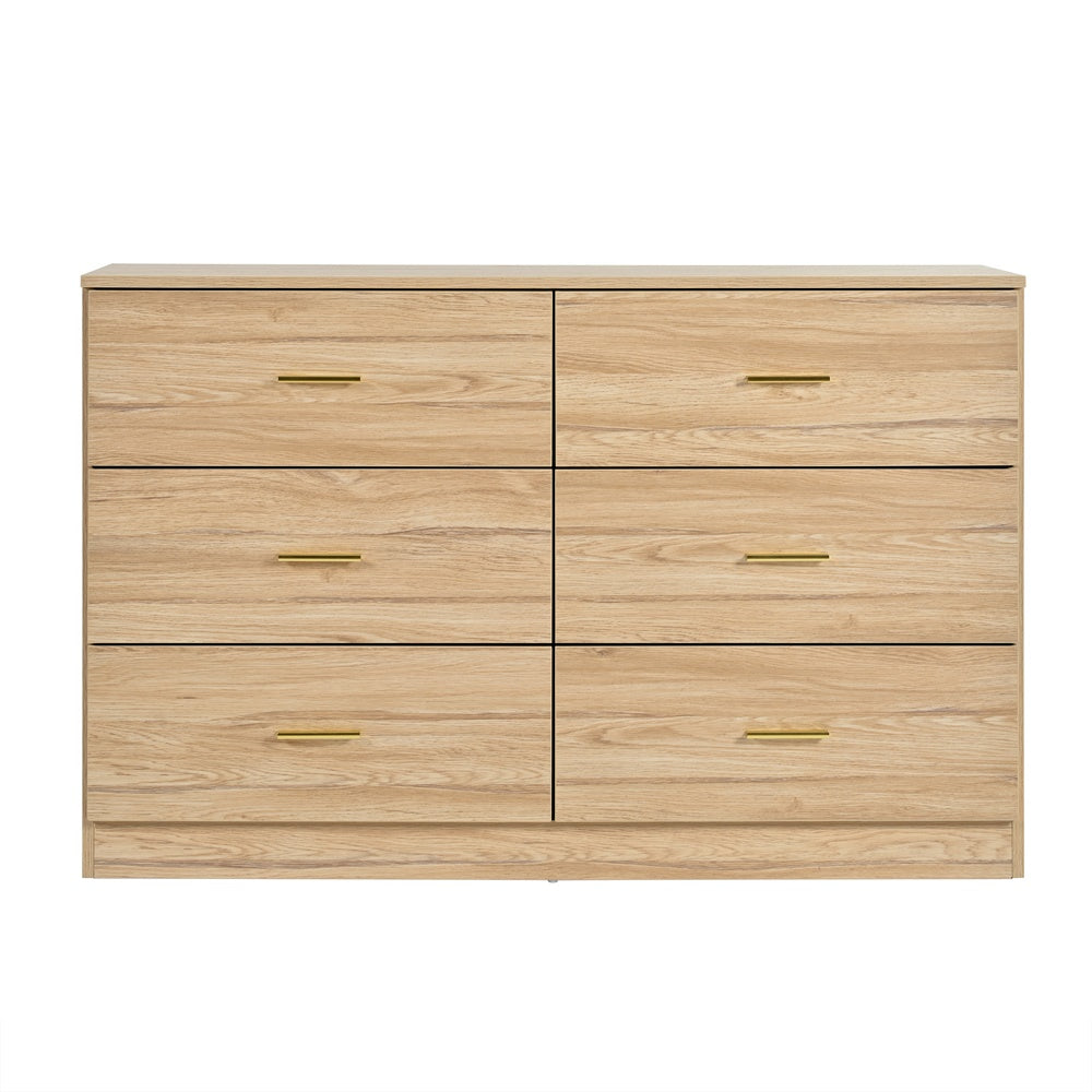 Modern Natural 6-Drawer Dresser for Bedroom - Ample Storage Wide Chest of Drawers, Sturdy & Safe