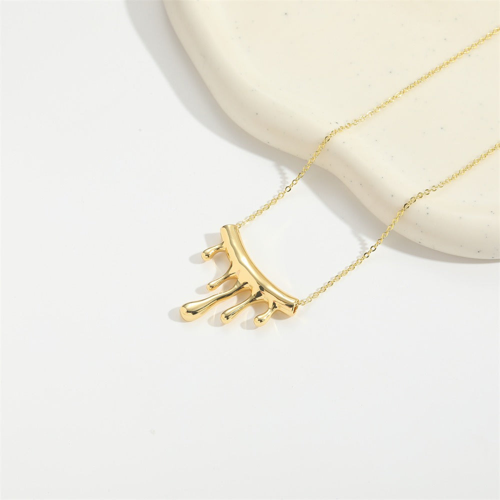 Retro trend personalized water droplet design pendant collarbone chain niche temperament necklace