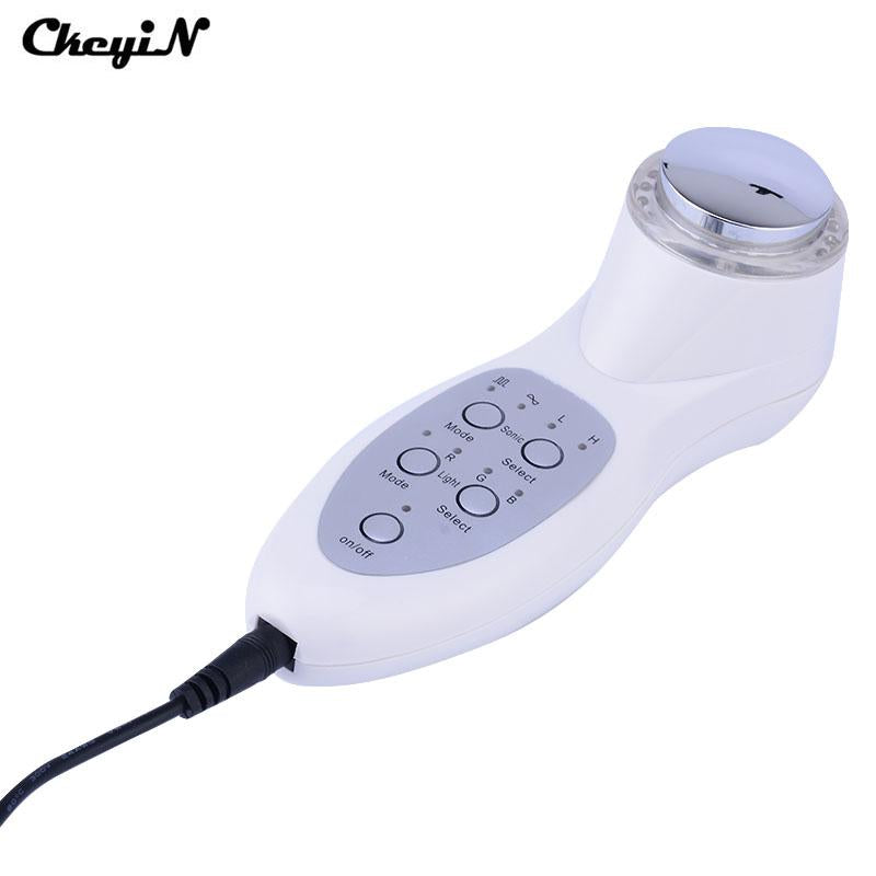 Portable Anti-aging 7 Colors LED Light Photon Rejuvenation Deep Cleaning Electric Facial Spa Ultrasonic Face Skin Care Massager