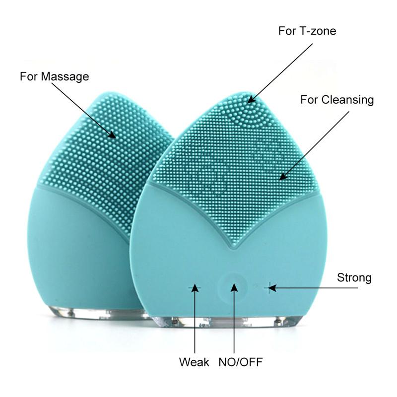 Makeup Deep Pores Cleaning Electric Waterpoof Silicone Sonic Vibration Facial Wash Brush Cleaner Cleanser Beauty Massager