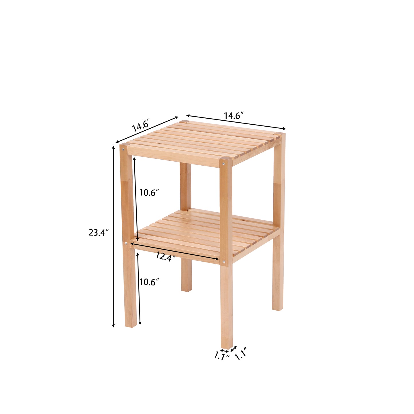 2-Tier Birch Bathroom Shelf, Narrow Shelving Unit, Multifunctional Storage Rack, Corner Rack, for Kitchen Natural