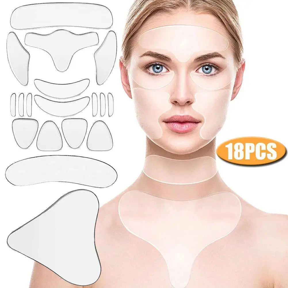 18Pcs Reusable Silicone Face Patch Set Anti Wrinkle Patches For Face Neck Forehead Eye Cheek Chest Pads Beauty Tools