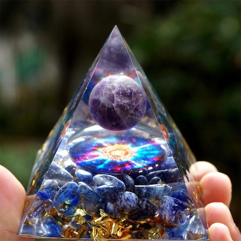 8cm foreign trade same style crystal ball pyramid crystal crushed stone drip resin pyramid ornament