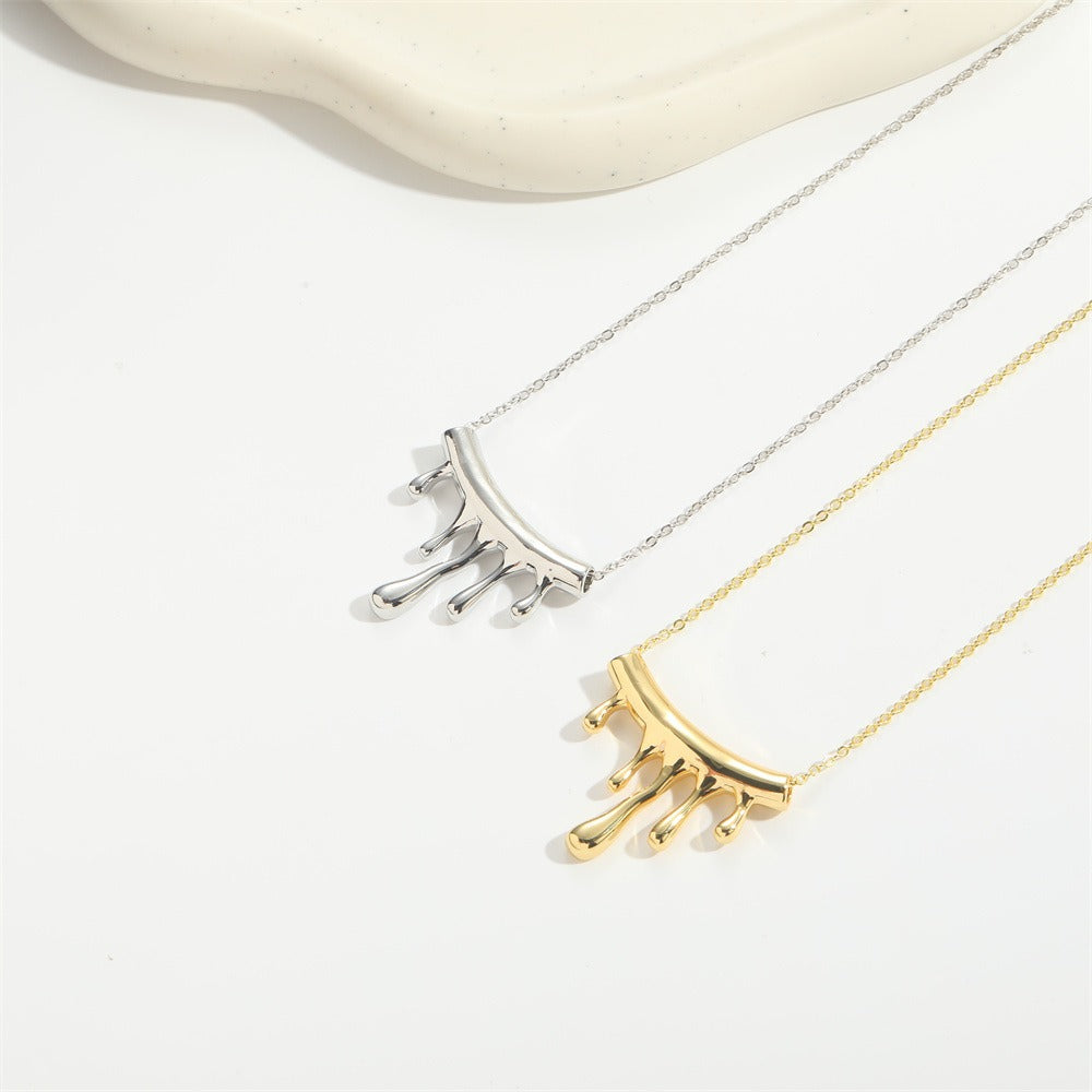 Retro trend personalized water droplet design pendant collarbone chain niche temperament necklace