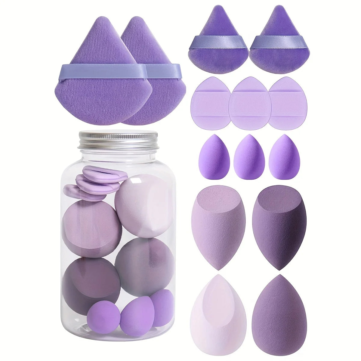 14 Pcs Purple Pink Black Make Up Makeup Sponge Triangle Blender Sponges Powder Press Puffs Set