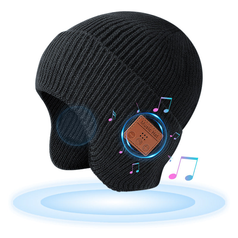 Wireless 5.0 Bluetooth Headset Cap Outdoor Warm Music Wrap Ear Cap