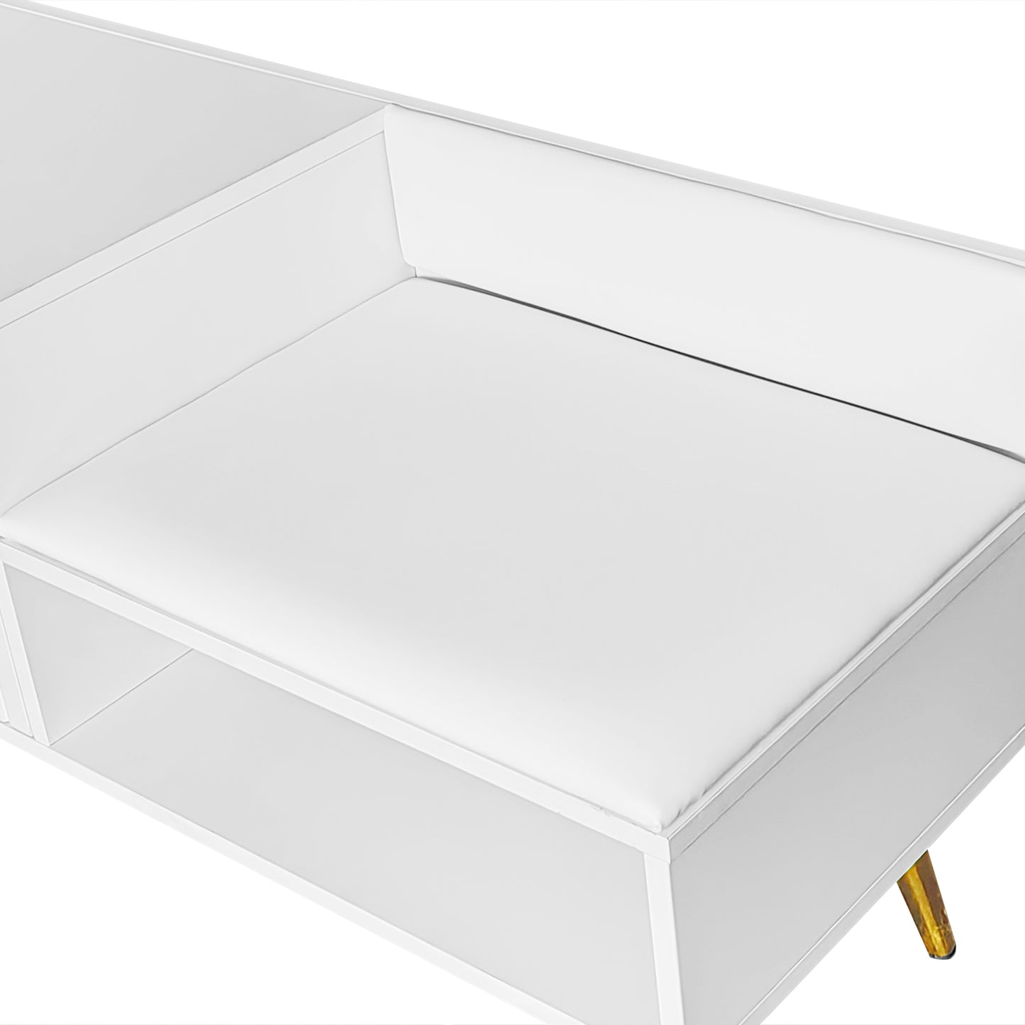 Modern Shoe Storage Bench with Hidden Storage and Upholstered Cushions for Bedside, Living Room and Entryway (White)