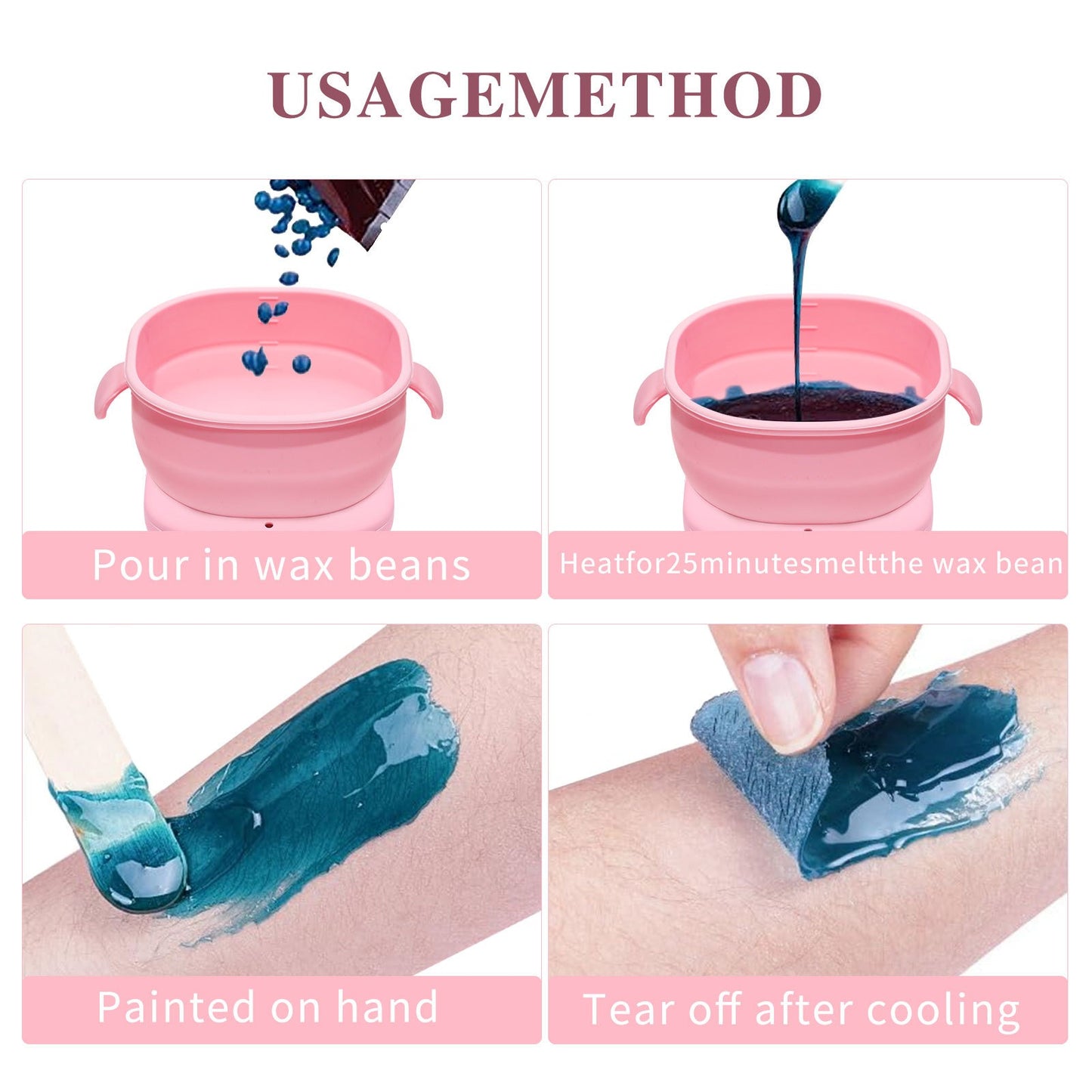 Professional Hair Removal Electric Wax Warmer Depilation Hot Waxing Kit with silicone waxing pot