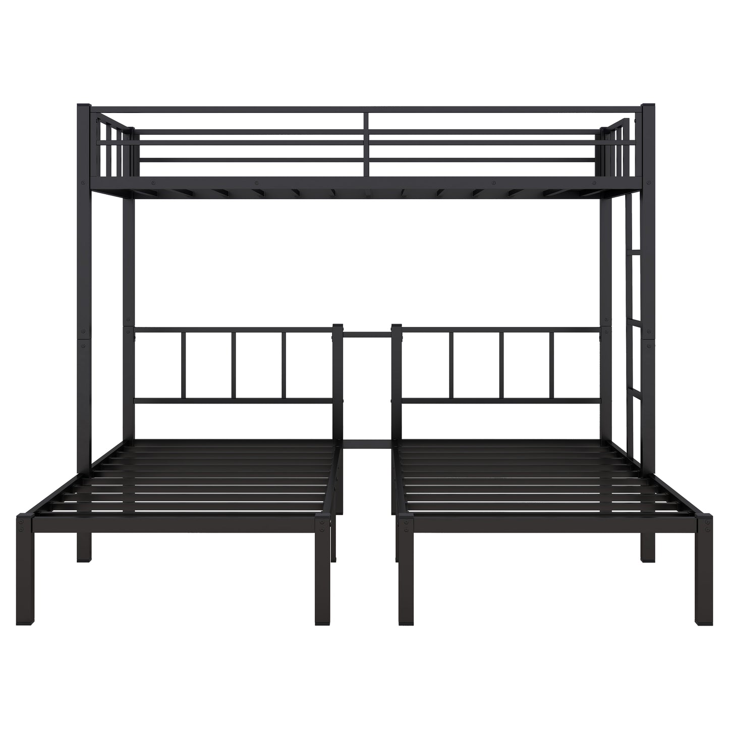 Twin over Twin & Twin Bunk Beds for 3, Twin XL over Twin & Twin Bunk Bed Metal Triple Bunk Bed, Black