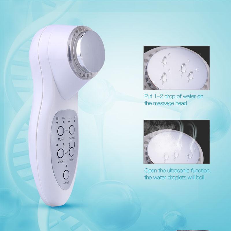 Portable Anti-aging 7 Colors LED Light Photon Rejuvenation Deep Cleaning Electric Facial Spa Ultrasonic Face Skin Care Massager