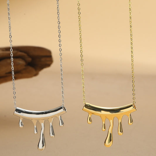 Retro trend personalized water droplet design pendant collarbone chain niche temperament necklace