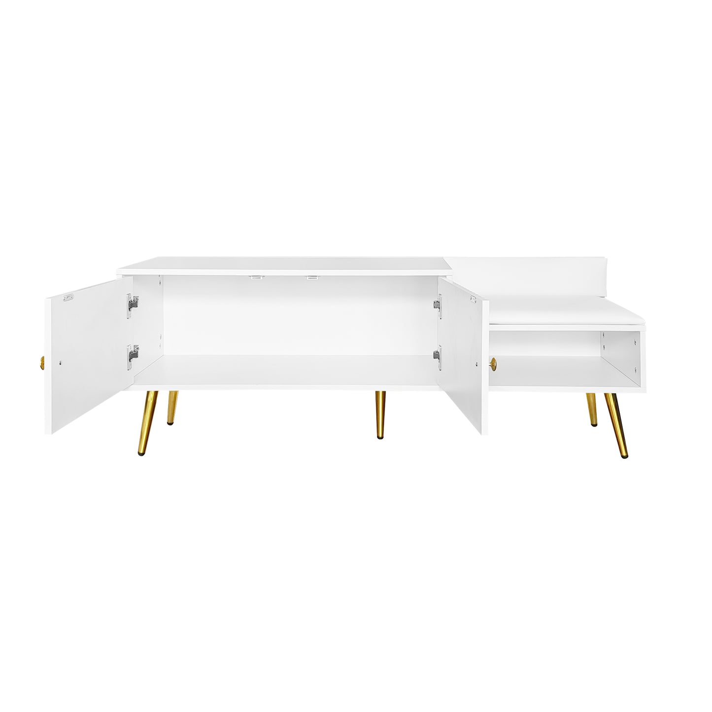 Modern Shoe Storage Bench with Hidden Storage and Upholstered Cushions for Bedside, Living Room and Entryway (White)