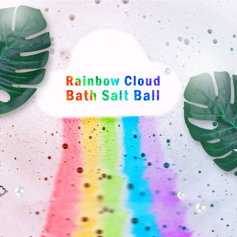 Bath Salt Rainbow Soap With Gift Box Ball Handmade Skin-care Girlish Bath Bomb Bubble Massage SPA Soft