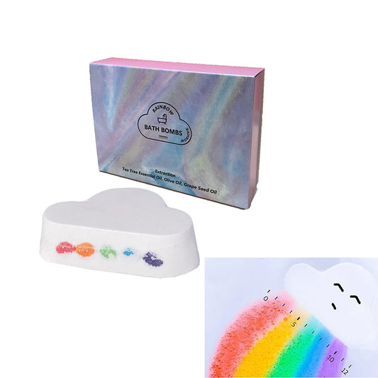 Bath Salt Rainbow Soap With Gift Box Ball Handmade Skin-care Girlish Bath Bomb Bubble Massage SPA Soft